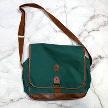 Vintage Polo Ralph Lauren Crossbody Messenger Bag Green Canvas Brown Pony Logo - £31.85 GBP