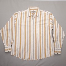 Bam Jeans Mens Large Button Up Shirt Striped Beige Orange Classiccore Go... - $23.39