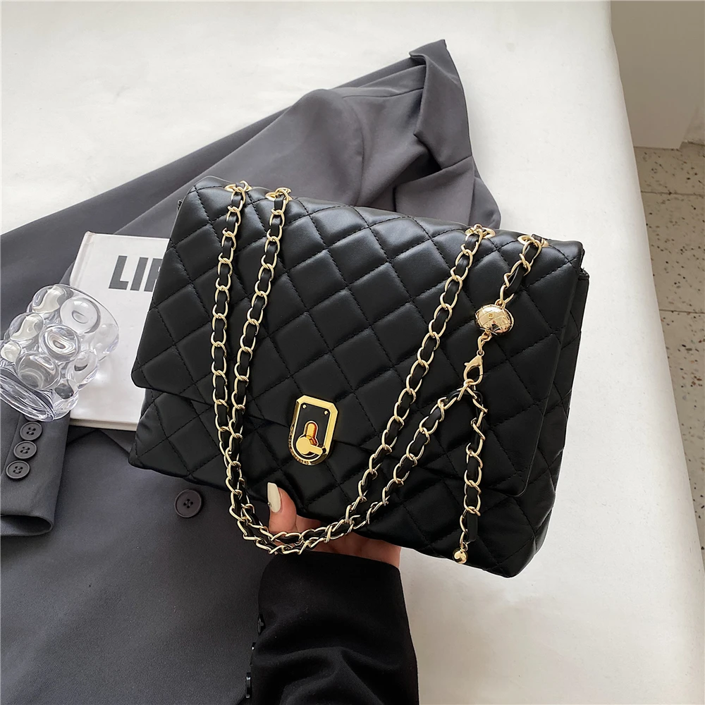Burminsa Quilted Large Chain Shoulder Bags For Women Trend Designer Cros... - £37.08 GBP