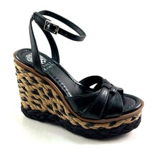 Vince Camuto Phoenixx  Black Leather High Wedge Platform Sandal - £95.12 GBP