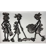 Vtg 70s Sexton Cast Metal Wall Decor 3 Pc Cooking Cleaning Laundry Maid - $977.84 MXN