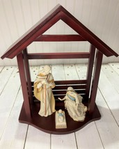 Lenox First Blessing 4 Pc Nativity Joseph, Mary Baby Jesus  w/WOOD CRECHE  Set - £197.84 GBP