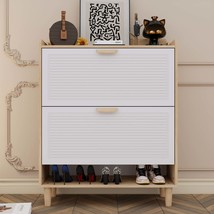 Narrow Nordic White Shoe Cabinet 31.5&quot; - 2 Flip Drawers for Entryway - $2,397.15 MXN