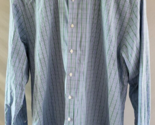 Nordstrom Men&#39;s Shop Blue Green &amp; White Plaid Button Down Shirt Size 16.... - £15.91 GBP