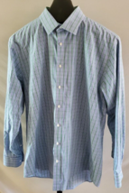 Nordstrom Men&#39;s Shop Blue Green &amp; White Plaid Button Down Shirt Size 16.... - £15.50 GBP