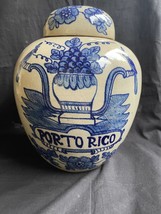 XL dutch antique delft tobacco jar Porto Rico beautiful decorated . Rare... - $421.26