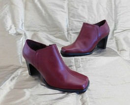 Nib Hillard &amp; Hanson Spice Red Leather Chunky Heel Short Ankle Boots Size 9.5 - £11.84 GBP