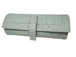 Jewelry Roll Pouch, Aqua Blue Faux Ostrich - $9.49