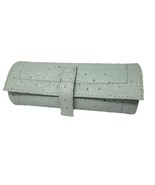 Jewelry Roll Pouch, Aqua Blue Faux Ostrich - $175.65 MXN