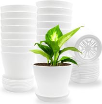 12 Pack 4 Inch White Plastic Planters,Round Flower Plant Nursery Pot with Draina - £15.97 GBP+