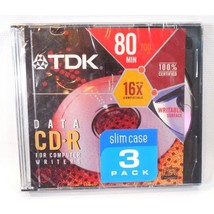 Tdk Data CD-R Compact Data Discs 80-minute 700MB Brand New Factory Sealed 3 Pack - £7.51 GBP