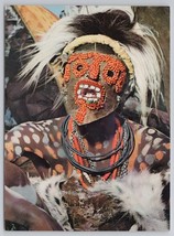 Vibrant Colorful Bukusu Warrior In Tribal Dress Nairobi Kenya Vintage Postcard - £10.85 GBP