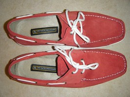 Mens Stacy Adams Red Suede Shoes Seacoast 10.5M Rubber Soles Worn Once - £10.10 GBP