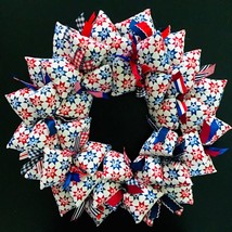 Red White Blue Star Quilt Fabric Design Patriotic July 4 Door Decor - £42.32 GBP