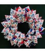 Red White Blue Star Quilt Fabric Design Patriotic July 4 Door Decor - £31.62 GBP
