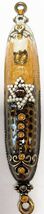 NEW JUUDAICA JEWELED MEZUZAH BLACK YELLOW AND CREAM  4" - $25.00