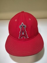 Anaheim Angels Hat Cap Fitted Mens 7  Red White New Era MLB Pre Owned - £13.09 GBP
