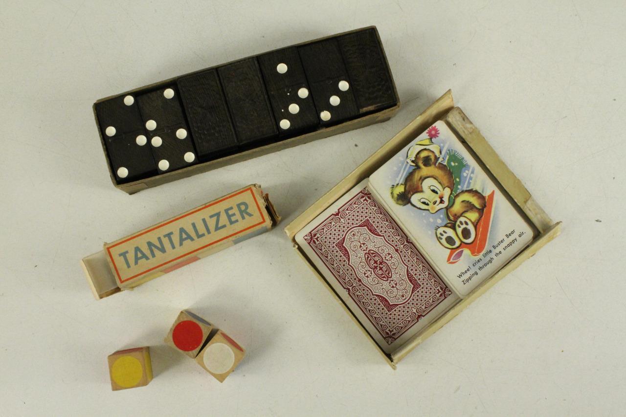 Vintage Estate Toy Lot DOMINOES Tantalizer & Whitman Snap Card Game - $14.09