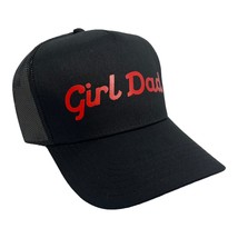 New Girl Dad Black Red Trucker Hat 5 Panel Mid A Frame Snapback Trendy Retro - £18.69 GBP