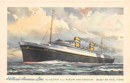 TSS Niew Amsterdam Ocean Liner Ship Holland American Line postcard - £5.47 GBP