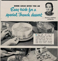 1954 Cut Rite Wax Paper Advertisement Baking Dione Lucas Famous Chef DWQQ9 - $19.99