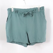 Maurices Women&#39;s XL Teal Green Rayon High Rise Paperbag Shorts w/ Sash Belt - £11.19 GBP