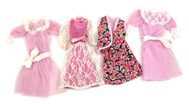 Vintage Barbie Heart Family Doll Clothes Lot Mom Pink Lace Floral Dress - $30.00