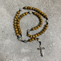 Catholic Rosary made from green cypress wood beads, Wood Bead rosary - £19.90 GBP