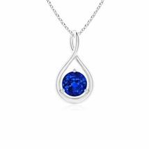 ANGARA 5mm Natural Solitaire Sapphire Infinity Twist Pendant Necklace in Silver - £152.53 GBP+