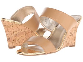 NEW BANDOLINO BEIGE  LEATHER WEDGE SANDALS SIZE 8.5 M - £40.23 GBP