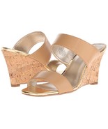 NEW BANDOLINO BEIGE  LEATHER WEDGE SANDALS SIZE 8.5 M - $49.99