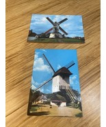 Vintage Lot of 2 Windmill Belgium Travel Souvenir Postcard KG JD - $11.03 CAD