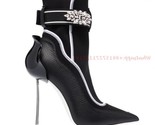 S crystal flower leather splicing 2022 newest high heel pumps patchwork thin heels thumb155 crop