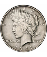 Rare Antique US United States 1921 Peace Dollar Silver Color Coin. Explore now! - $27.90