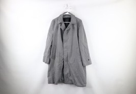 Vtg 70s Streetwear Mens 38S Distressed Trench Coat Rain Jacket Houndstooth USA - £55.35 GBP