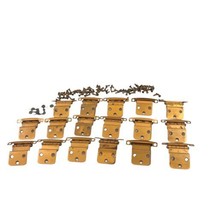 17 Vtg Copper Color Cabinet Hinge Marked 66 Screws Tarnished 1.5 in W Cr... - $25.73