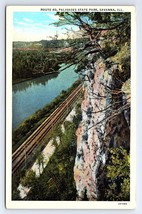 Postcard Route 80 Showing Train Tracks, Palisades State Park Savanna Illinois IL - £3.55 GBP