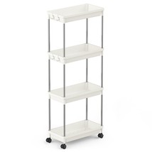 Slim Storage Cart, Laundry Room Organization, Wide 7.9&#39;&#39;, 4 Tier Shelf Organizer - £34.79 GBP