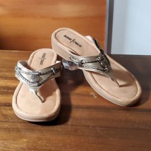 Minnetonka Sandals Size 7 NWOT Leather Silver Beaded Platform Rubber Sole - $36.26