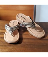 Minnetonka Sandals Size 7 NWOT Leather Silver Beaded Platform Rubber Sole - £29.05 GBP