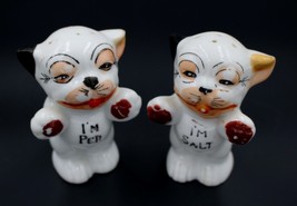 Vintage Japan Bonzo Puppy Dog Figural I&#39;m Salt I&#39;m Pep Pepper Shaker Set - £11.67 GBP