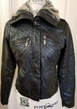 J2 Faux Leather Faux Fur Motorcycle Black Biker Bomber Jacket Coat Size ... - £19.84 GBP