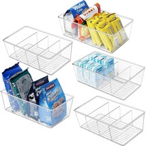 Pantry Organizer, 5 Pack Clear Organizer Bins With Removable Dividers, P... - £32.38 GBP