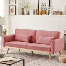 Hooseng Futon Sofa Bed, Modern Convertible Sleeper Sofa with Armrests, Office - £230.47 GBP