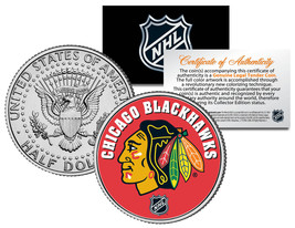 CHICAGO BLACKHAWKS NHL Hockey JFK Kennedy Half Dollar U.S. Coin * LICENS... - £6.73 GBP