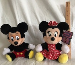 Stuffed Plush Mickey &amp; Minnie Mouse Toy Dolls Vintage 7” Sitting - £18.08 GBP