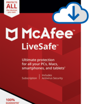 MCAFEE LIVESAFE 2023 - 5 Year Renewal  Product Key UNLIMITED  Email Deli... - £99.07 GBP