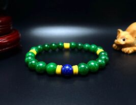 Brazilian Handmade Flag Color Gemstone Beaded Bracelet with Green Chalce... - $26.12