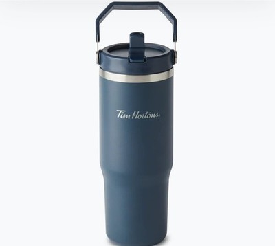 Brand NewTim Hortons 30oz Stainless Steel Top Handle Tumbler - Navy Retr... - $49.71