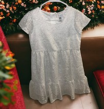 The Childrens Place Girls Dress Size 14 XL Short Sleeve White Floral Lac... - $24.70